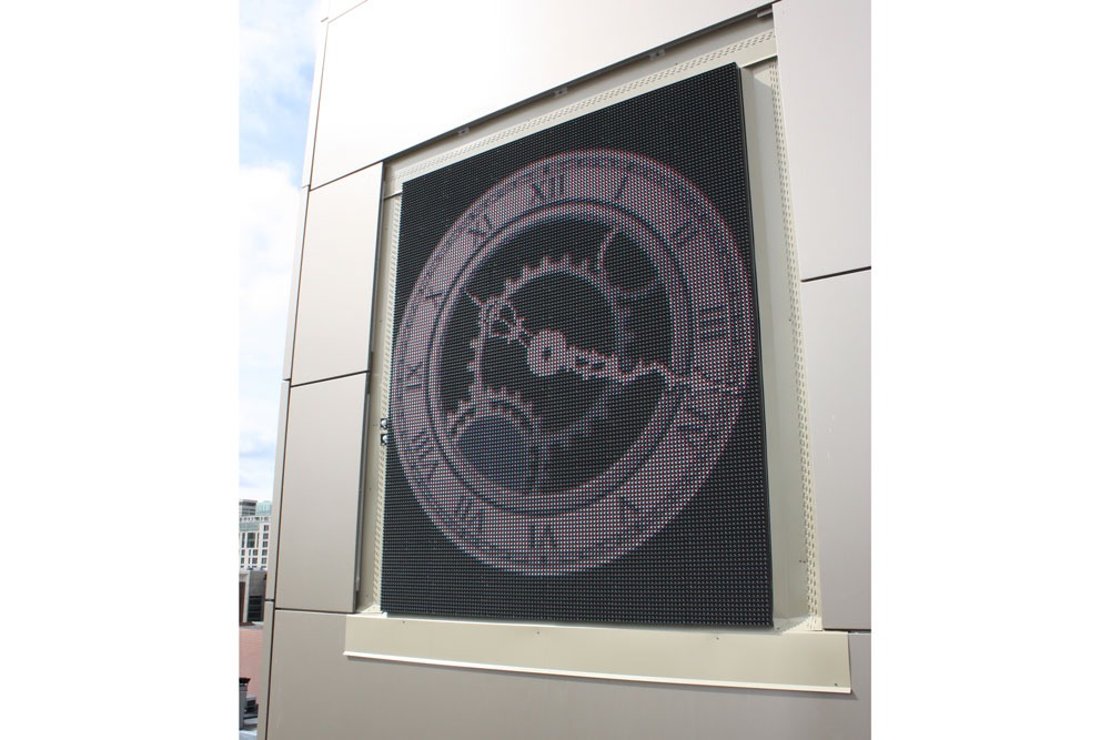 Digital clocks at 47 Clarence Street.